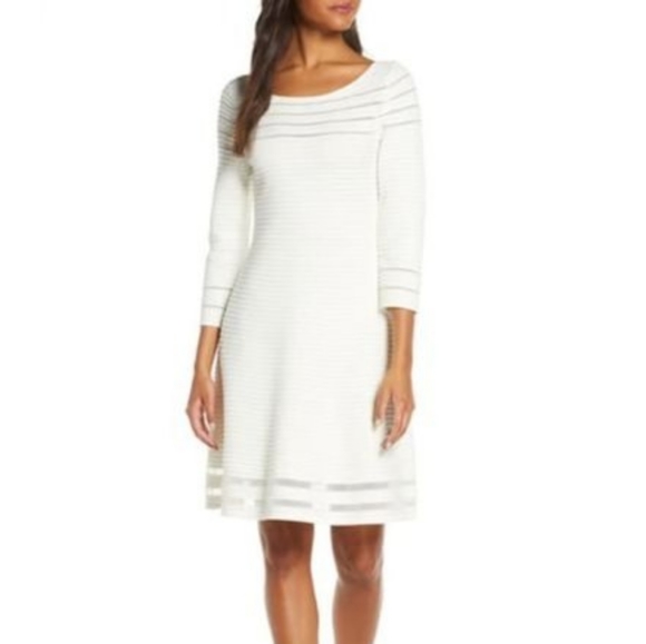 white ribbed sweater dress